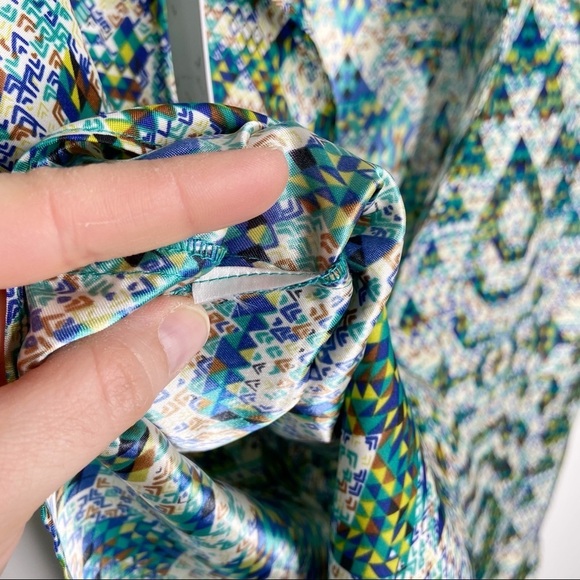 NWT Parker Cap Sleeve Split Back Green & Blue Geometric Print Blouse - Picture 10 of 10